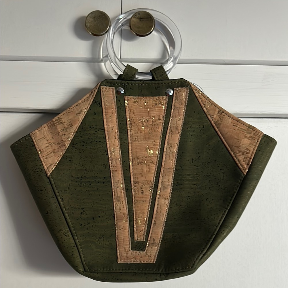 Handmade Olive and Tan Cork Purse